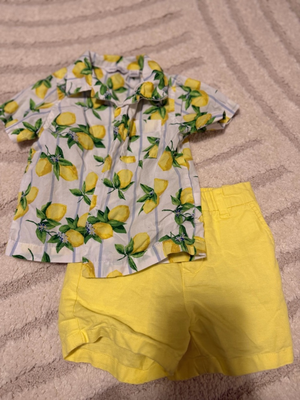 Janie and Jack Lemon Print Shirt and Yellow Shorts Set